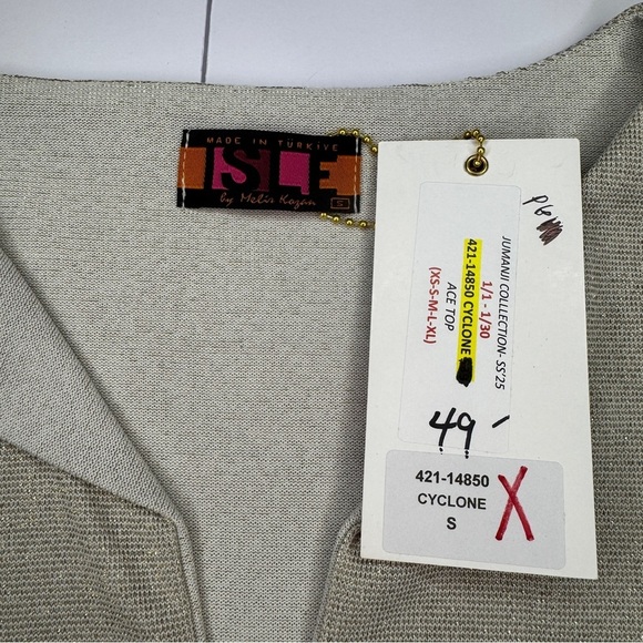 ISLE by Melis Kozan Ace Top Cyclone Metallic Layered Blouse NWT Size Small - Picture 4 of 8